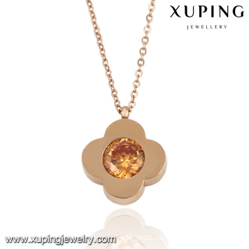 Fashion Elegant CZ Diamond Rose Gold Color Flower-Shaped Imitation Jewelry Necklace -Necklace-00053